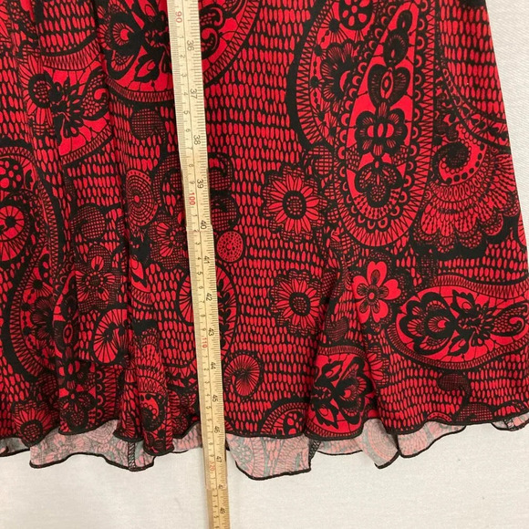 Glamour Red Black Paisley Print Belted Soft Stretch Surplice Dress size 22W - Picture 6 of 11
